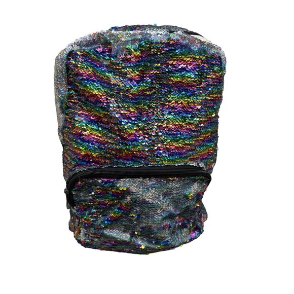 Rainbow Sequin Reversable Backpack W/Dual Zipper Compartments & Adjustable Strap - Picture 1 of 9